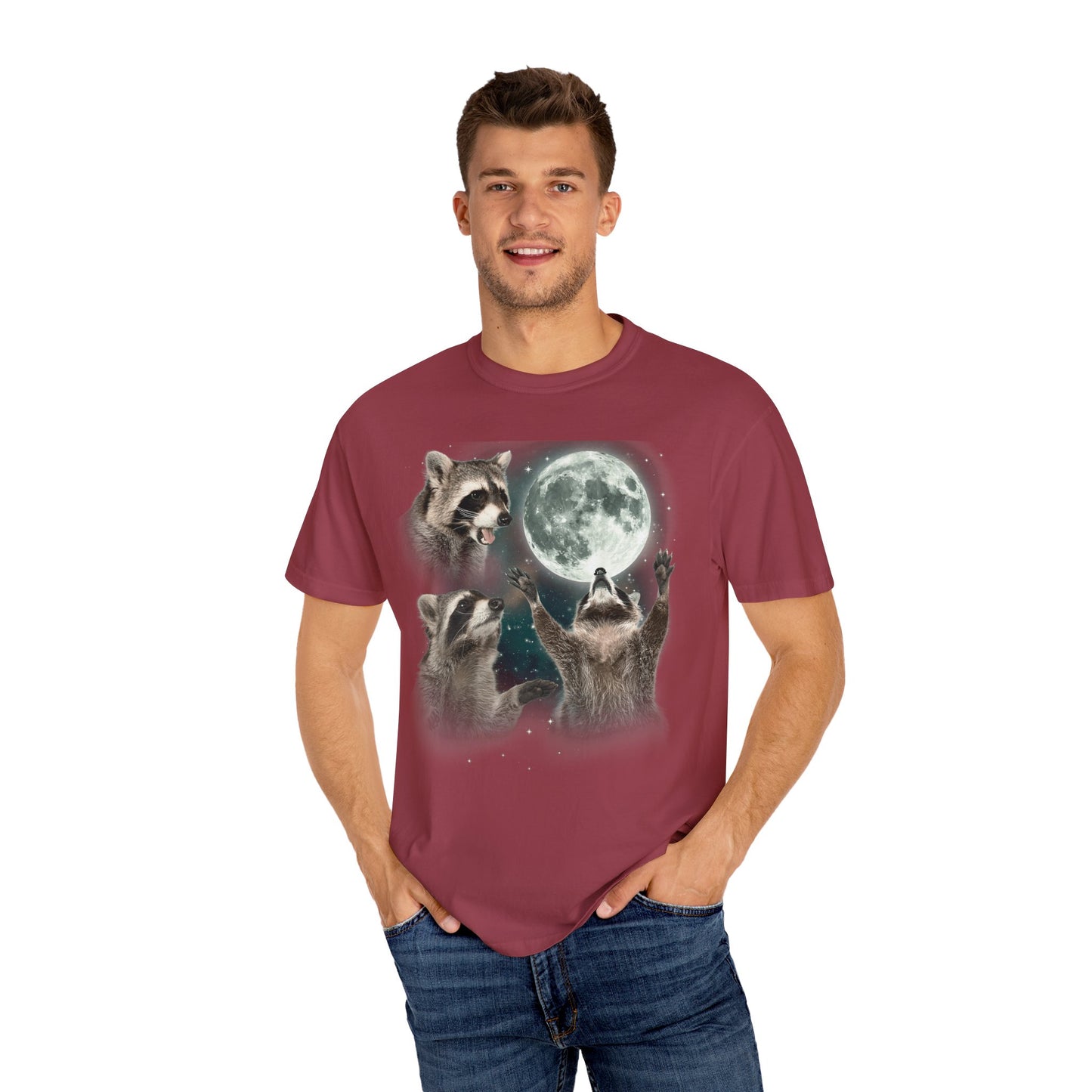 Three Raccoons and the Moon Vintage Style Graphic Tee