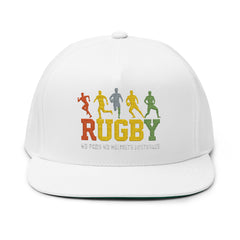 Rugby Players Embroidered Flat Bill Cap — Multicolor Team Sports Hat