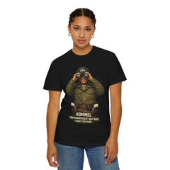 Graphic T-Shirt — Vintage WWII General George Patton Binoculars Design with "Rommel You Magnificent Bastard" Text