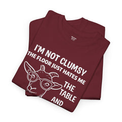 Clumsy Funny Goat Graphic Tee | Unisex Heavy Cotton Tee | Great Gift for Animal Lovers, Birthdays, Casual Wear, Humorous Gifts, Everyday Style