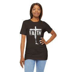 Faith Cross Prosthetic Leg T‑Shirt — Amputee Inspirational Christian Tee