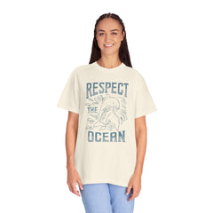 Dolphin, Respect The Ocean -  Graphic Unisex Garment-Dyed T-shirt