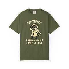 Certified Shenanigans Specialist T-Shirt | Funny Unisex Tee, Casual Wear, Gift for Raccoon Lovers, Cute Animal Shirt, Quirky Apparel