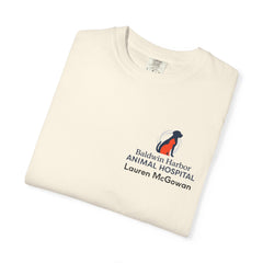 Lauren McGowan Front Logo Back Graphic Baldwin Harbor Animal Hospital "Who Let the Dogs Out?" Tee
