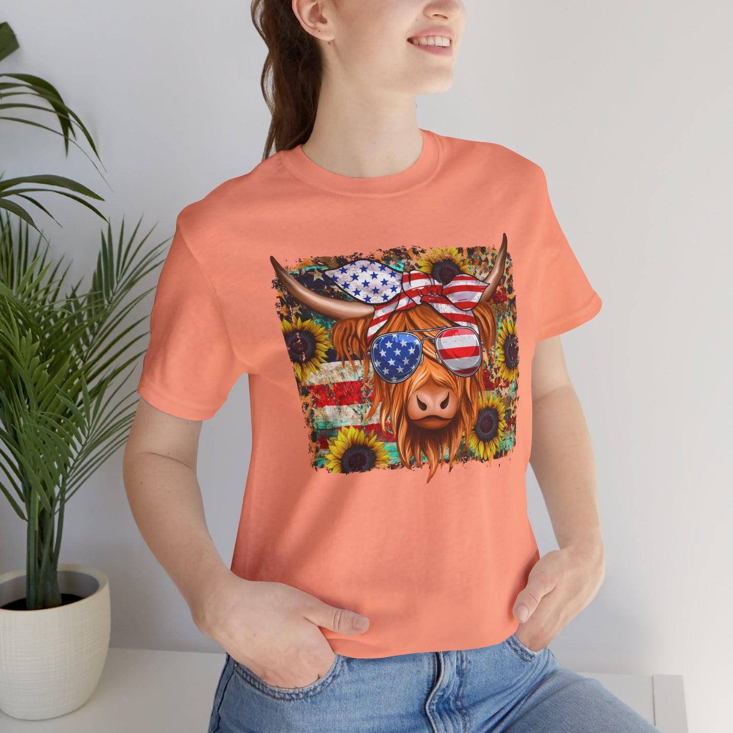 Patriotic Heifer Cow Unisex Jersey Short Sleeve Tee