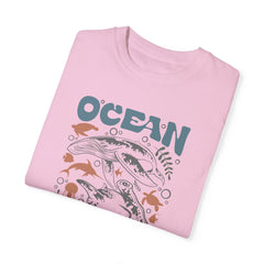 Whales and Dolphins, Ocean Vibes -  Graphic Unisex Garment-Dyed T-shirt