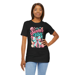 Summer Vibes Tee — Pastel Seashell Bow Beach T-Shirt