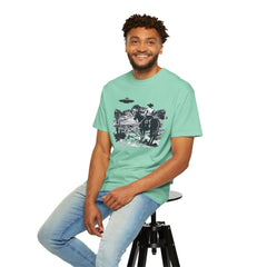 UFO Meets Cowboy Vintage Graphic T-Shirt — Retro Western Alien Tee