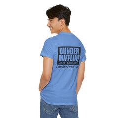Albany Unisex Heavy Cotton Tee - Retro Dunder Mifflin Design for Nostalgic Fans