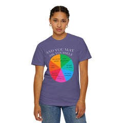 Motivational Talking Head Unisex Garment-Dyed T-Shirt - "And You May Ask Yourself"