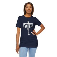 Faith Cross Prosthetic Leg T‑Shirt — Amputee Inspirational Christian Tee