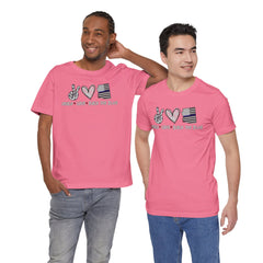 Peace Love Back The Blue in Alaska, Graphic Unisex Short Sleeve Tee