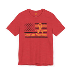 Limb Loss Awareness Flag - Unisex Short Sleeve Tee,Amputee Awareness,Gift For Him,Gift For Her,Unique Amputee Gift,Awareness Ribbon