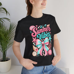 Summer Vibes Tee — Pastel Seashell Bow Beach T-Shirt