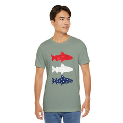 Patriotic Trout T-Shirt — Red White & Blue Fish Tee