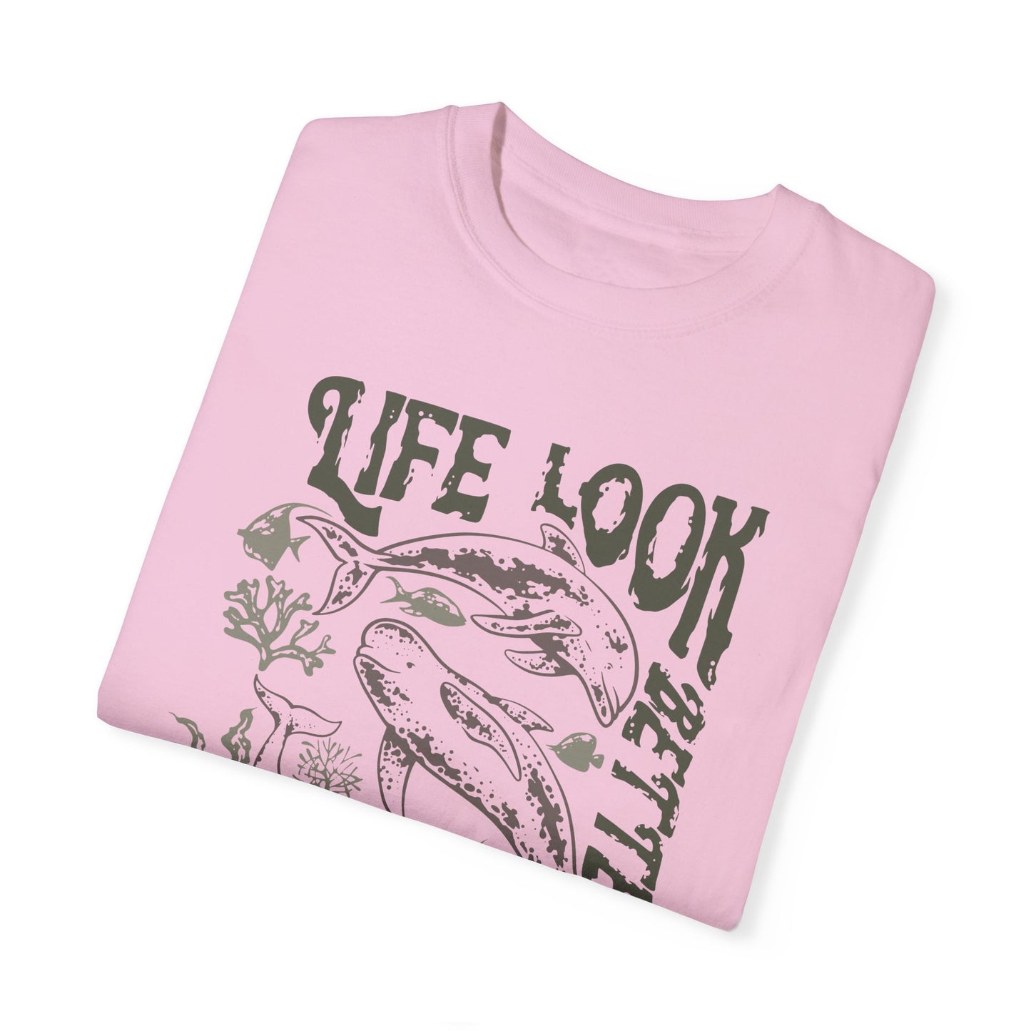 Whales, Life Look Better Under Water -  Graphic Unisex Garment-Dyed T-shirt