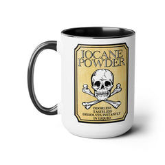 IOCANE Powder label with skull and crossbones Don't have a cup of coffee with Vizzini / Princess Bride / 80s Movies / Two-Tone Mugs, 15 oz.