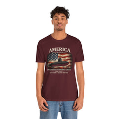 America 250th Submarine 125th Flag T-Shirt — Vintage USA Military Tee