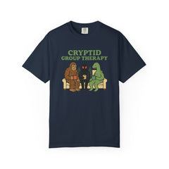 Cryptid Group Therapy Bigfoot, Mothman and Loch Nessie Unisex T-Shirt, Funny Graphic Tee, Gift for Cryptid Lovers, Quirky Casual Wear, Cool Humor Shirt