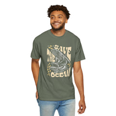 Whales, Save The Ocean -  Graphic Unisex Garment-Dyed T-shirt