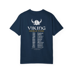 Viking World Tour T-Shirt, Garment-Dyed Apparel, Unisex Graphic Tee, Norse Mythology Gift, Festival Attire, Casual Wear