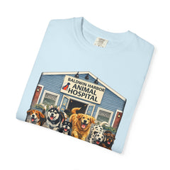 Front Graphic "Who Let the Dogs Out?" Baldwin Harbor Animal Hospital Cute Vet Clinic T Shirt