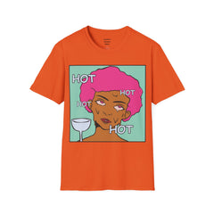 HOT Pink Cotton Candy Haired Pop Art Lady Unisex Softstyle T-Shirt