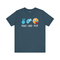 PEACE LOVE play BILLARD - Graphic Unisex Jersey Short Sleeve Tee