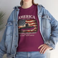 America 250th Submarine 125th Flag T-Shirt — Vintage USA Military Tee