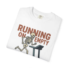 Funny Skeleton Running T-Shirt, Gift for Fitness Lovers, Halloween Tee, Gym Humor Shirt, Quirky Workout Apparel