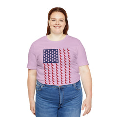 Personalized Dog Silhouette on American Flag - Tell us your dog breed, Unisex Short Sleeve Tee, Golden Retriever Silhouette Shown, Patriotic Shirt, Patriotic Pooch