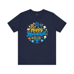 Happy Hanukkah Menorah - Unisex Jersey Short Sleeve Tee