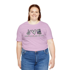 Peace Love Back The Blue in Alaska, Graphic Unisex Short Sleeve Tee