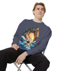 Adventure Kayak Sweatshirt — Comfort Colors Sunset Sea Arch Graphic