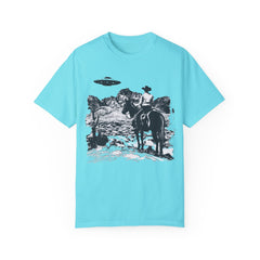 UFO Meets Cowboy Unisex Garment Shirt -Dyed  T Shirt