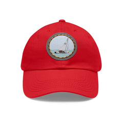 Hempstead Bay Sailing Club Leather Patch Dad Hat — Flying Scot Embroidered Round Patch