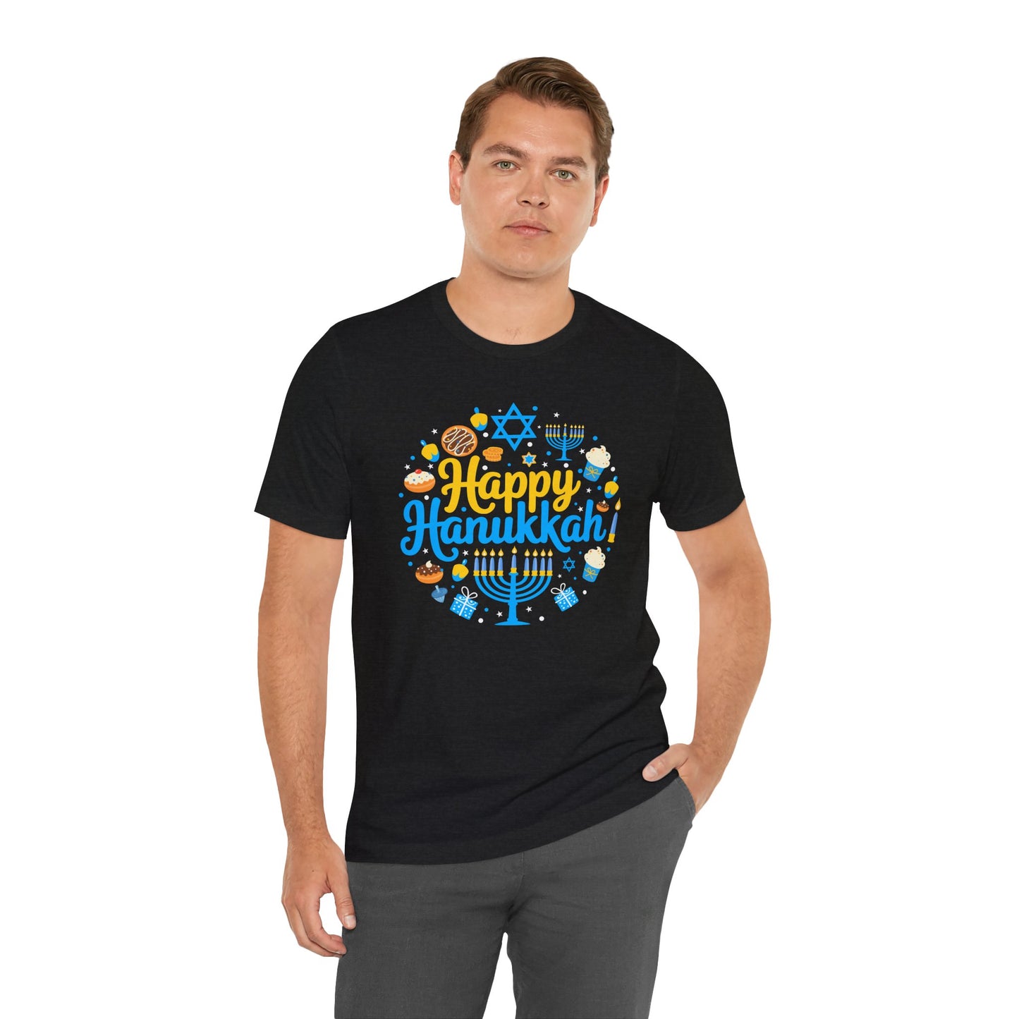 Happy Hanukkah Menorah - Unisex Jersey Short Sleeve Tee