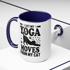 Funny Cat Graphic Mug, I Get My Yoga Moves From My Cat, Feline Mug, Pet Lover, Yoga Lover Mug, Cat Lover Mug, Gift for her, Workout Mug, Gift for Mom