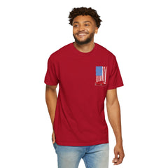 Patriotic Car Graphic Unisex T-Shirt - Vintage American Flag Design