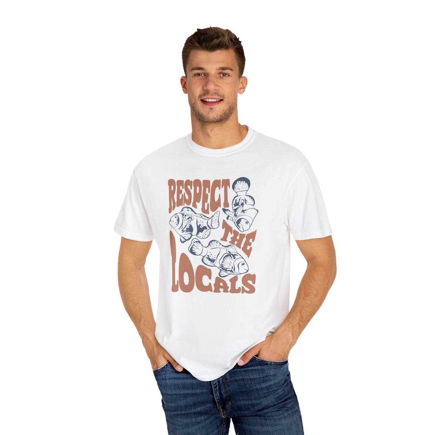 Clown Fish, Respect The Locals -  Graphic Unisex Garment-Dyed T-shirt