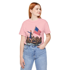 Historical Fever Patriot T‑Shirt — Revolutionary Flag Rowboat Design
