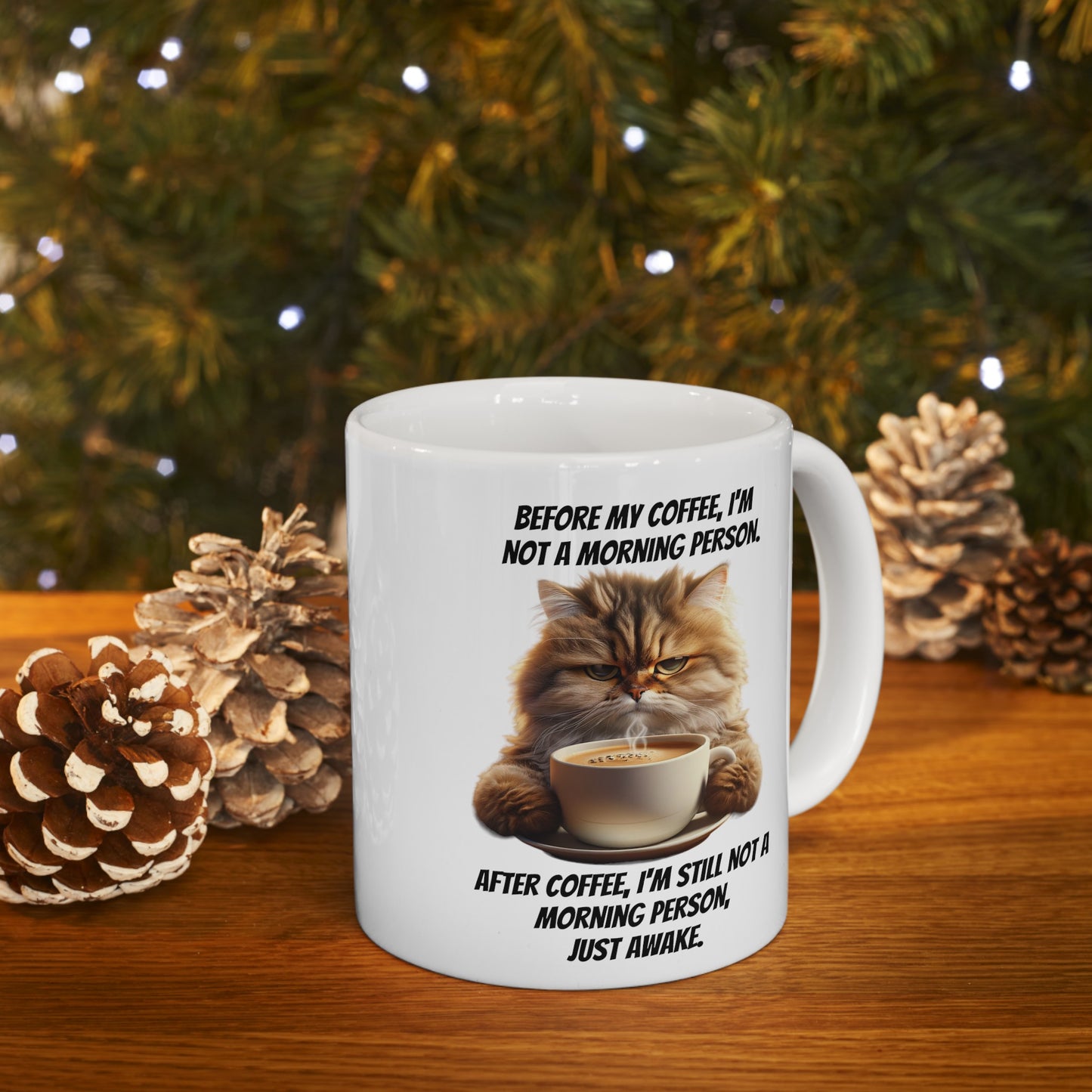 Grumpy Cat Drinking Coffee Ceramic Mug, 11oz, 15 oz