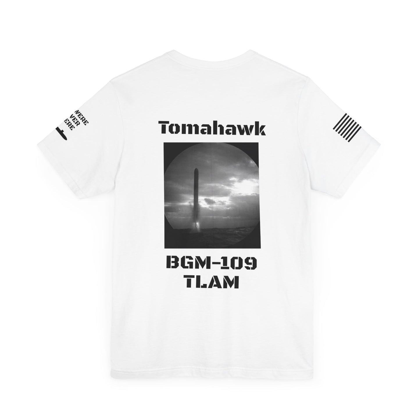 USN Periscope view, Submarine Launched Tomahawk Missile with Dolphins Unisex Jersey Short Sleeve Tee