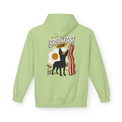 Breakfast Club Hoodie — Cute Black Dog, Bacon & Egg Graphic Pullover