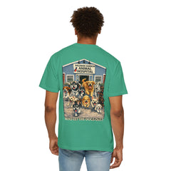 Front Logo Back Graphic Baldwin Harbor Animal Hospital "Who Let the Dogs Out?" Graphic Tee