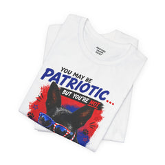 Personalized With Your Dogs Image and Name Patriotic Unisex Jersey Short Sleeve Tee