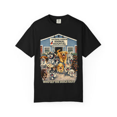 Pitbull Added "Who Let the Dogs Out?" Baldwin Harbor Animal Hospital Cute Vet Clinic T Shirt