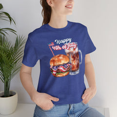 Happy 4th Of July Burger and Mug Graphic, Unisex Jersey Short Sleeve Tee
