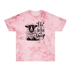 Life Is Better With Sheep Graphic Unisex Color Blast T-Shirt