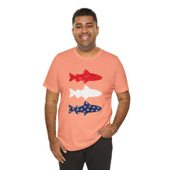 Patriotic Trout T-Shirt — Red White & Blue Fish Tee